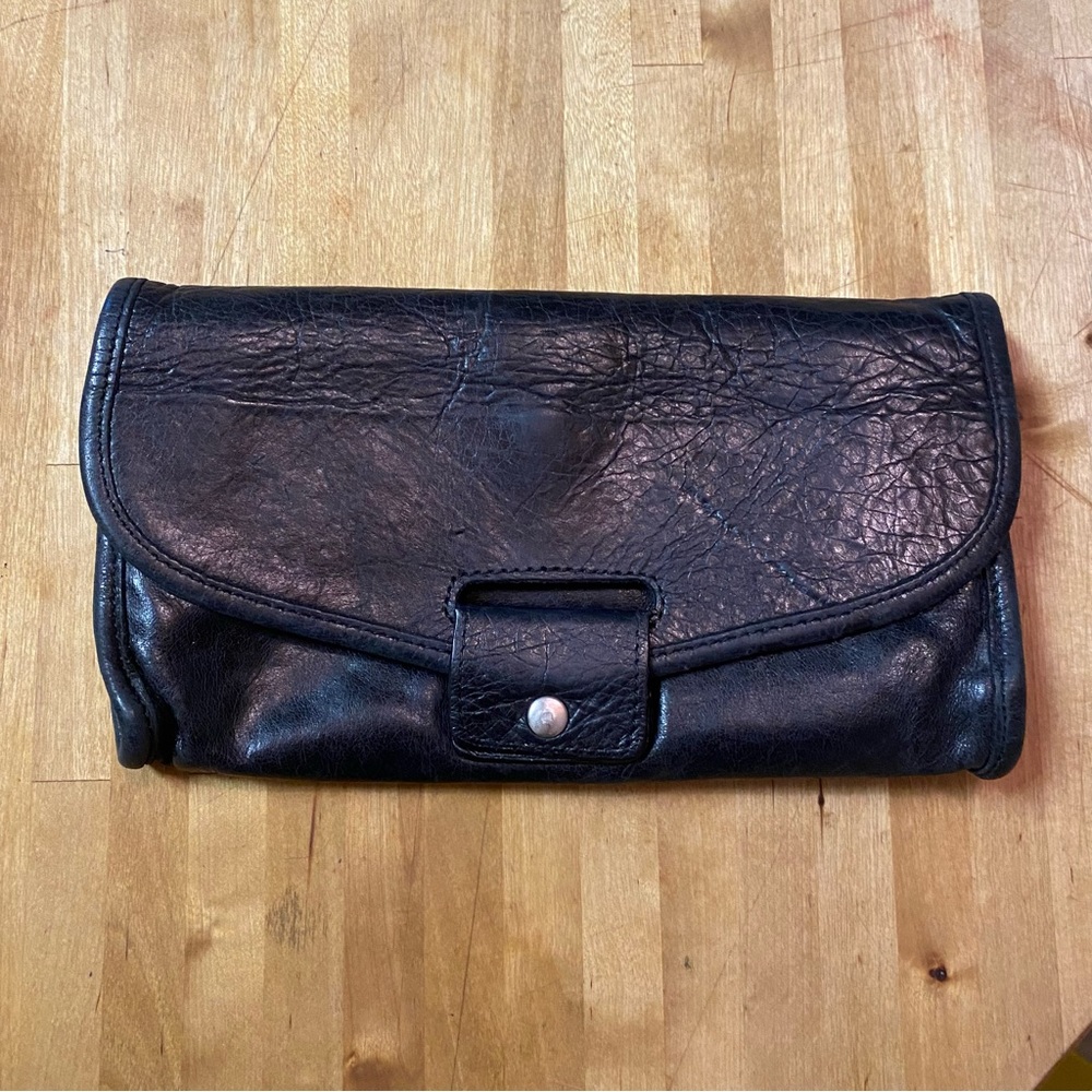 Nat et Nin Clutch Purse Wallet black leather, 9 x 5